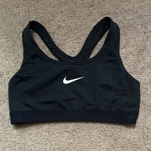 Nike Women's Black Sports Bra with White Swoosh